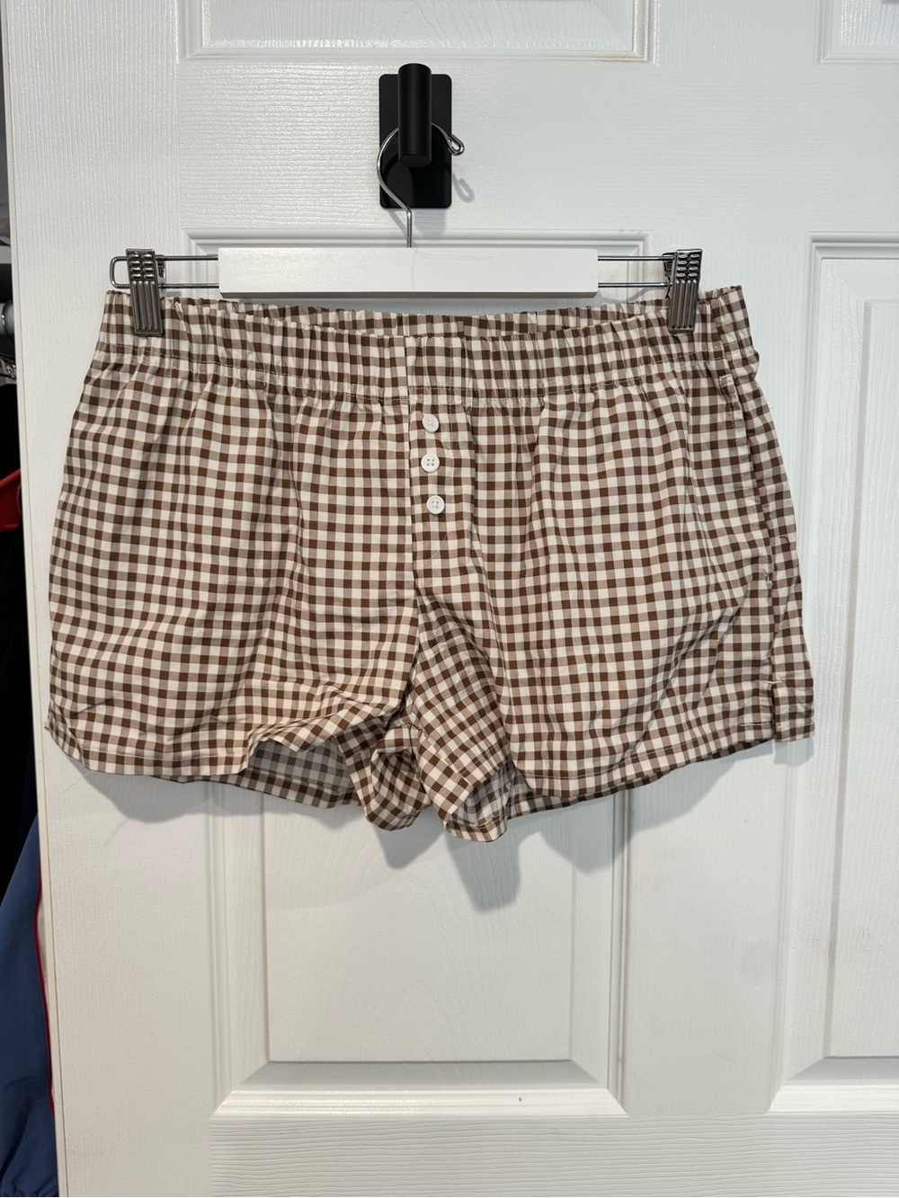 Target Brown and White Gingham High-Waist Women's Shorts